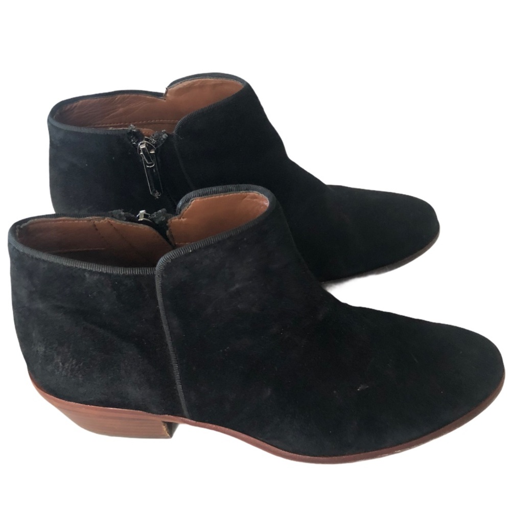 Sam Edelman Black Suede Zip Booties 7.5